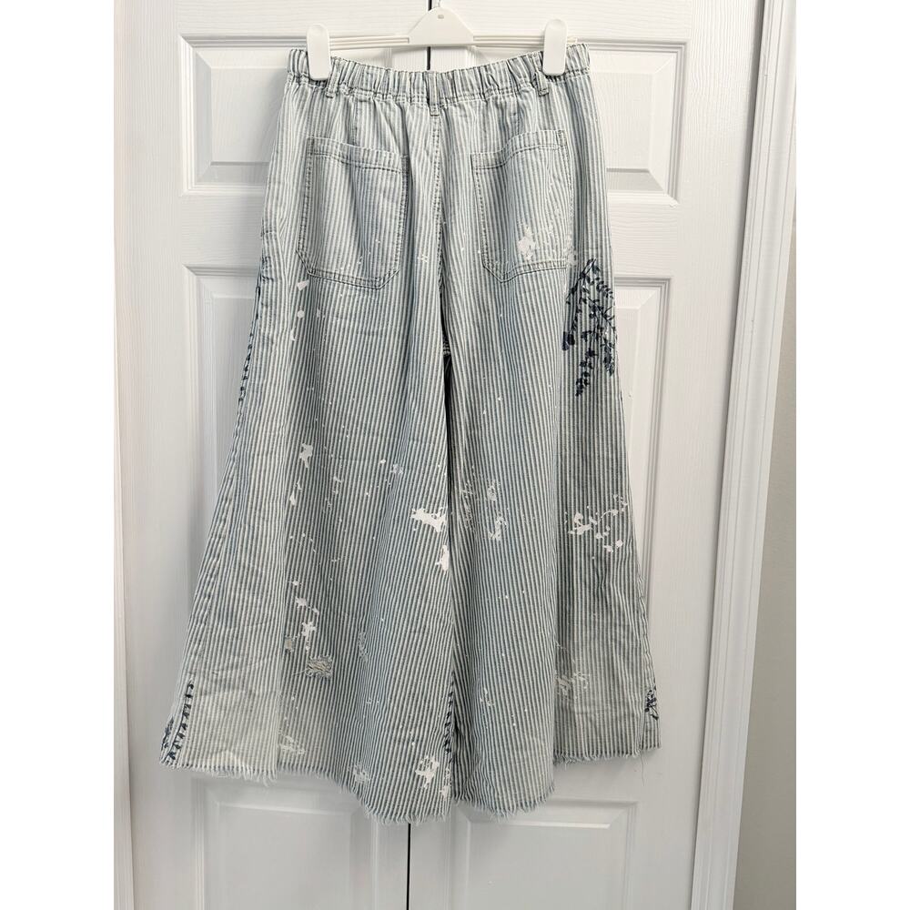 Rare Free People We The Free Clover Printed Pants Railroad Stripe Medium - Picture 6 of 6